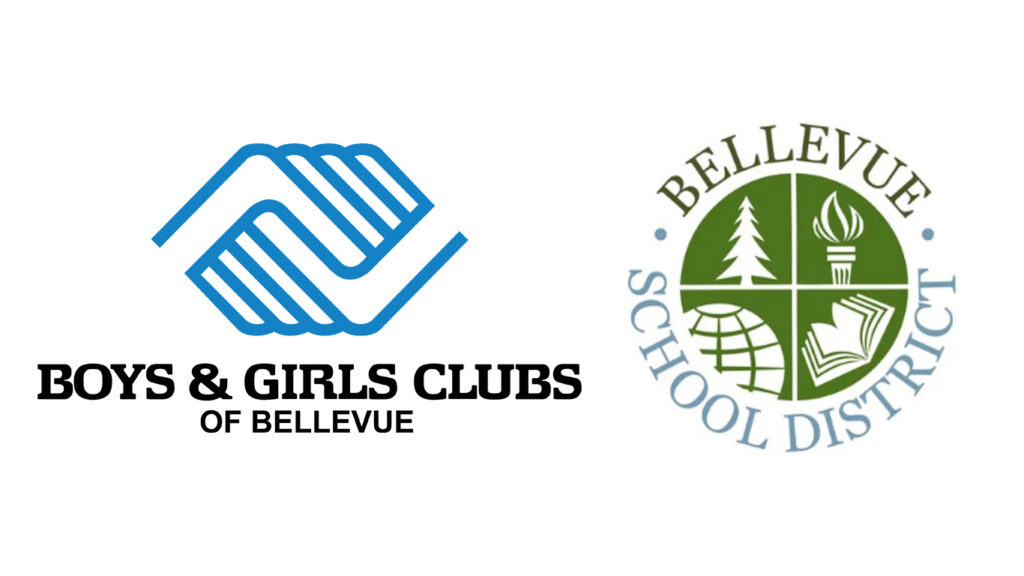 Boys & Girls Clubs of Bellevue Logo left, Bellevue School District Logo Right